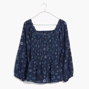 Lucie Smocked Peplum Top in Cottage Floral